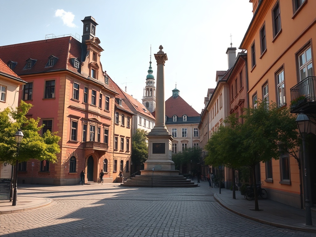 Panorama miasta Tomaszów Mazowiecki z widocznymi charakterystycznymi budynkami i terenami zielonymi.