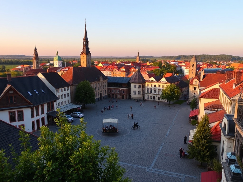 Mieszkańcy świętujący majówkę w parku miejskim w Tomaszowie Mazowieckim, otoczeni zielenią i wiosenną atmosferą.